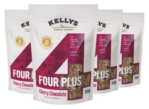 Kelly's 4 Plus Granola (Cherry Chocolate) Granola Cereal with Entire Grain Oats, Honey, Maple Syrup - Non-GMO, Low Sugar, Sodium Free and Gluten Free Granola for Yogurt - 12oz (Pack of 4) - Image 2