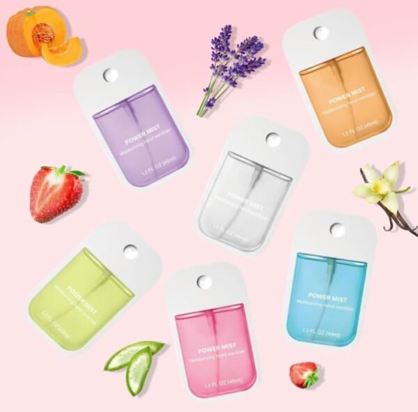 6 Pcs Hand Sanitizer Spray, Transportable Spray Hand Sanitizer Case, Energy Mist Hand Sanitizers for Adults Youngsters, Multi-Taste Journey-Dimension - Image 3