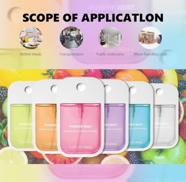 6 Pcs Hand Sanitizer Spray, Transportable Spray Hand Sanitizer Case, Energy Mist Hand Sanitizers for Adults Youngsters, Multi-Taste Journey-Dimension - Image 4