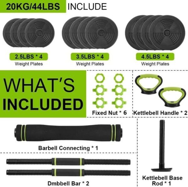 Adjustable Dumbbell Set, 4 In 1 Adjustable Dumbbell Weights 44/66/88 Lbs Free Weight Set With Connector Used As Barbell, Kettlebells, Push Up Stand - Image 3