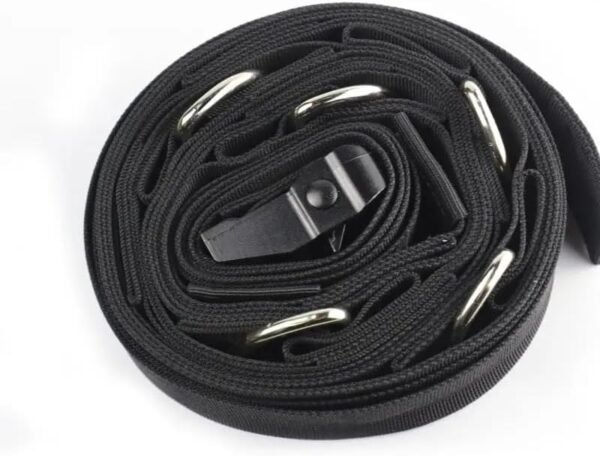 WODFitters Resistance Bands Door Anchor - 8 Foot Lengthy Heavy Obligation Adjustable Door Strap with Sturdy Snap-On Closure, Bolstered Stitching, 3 D-Rings for Train Bands (Bands Not Inlcuded) - Image 2