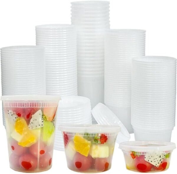 [80 Combo Sets] Meals Storage Containers with Lids, 8oz, 16oz, 32oz Plastic Deli Containers with Lids Freezer Storage Containers, BPA Free Leakproof, Microwave | Dishwasher | Freezer Secure - Image 2